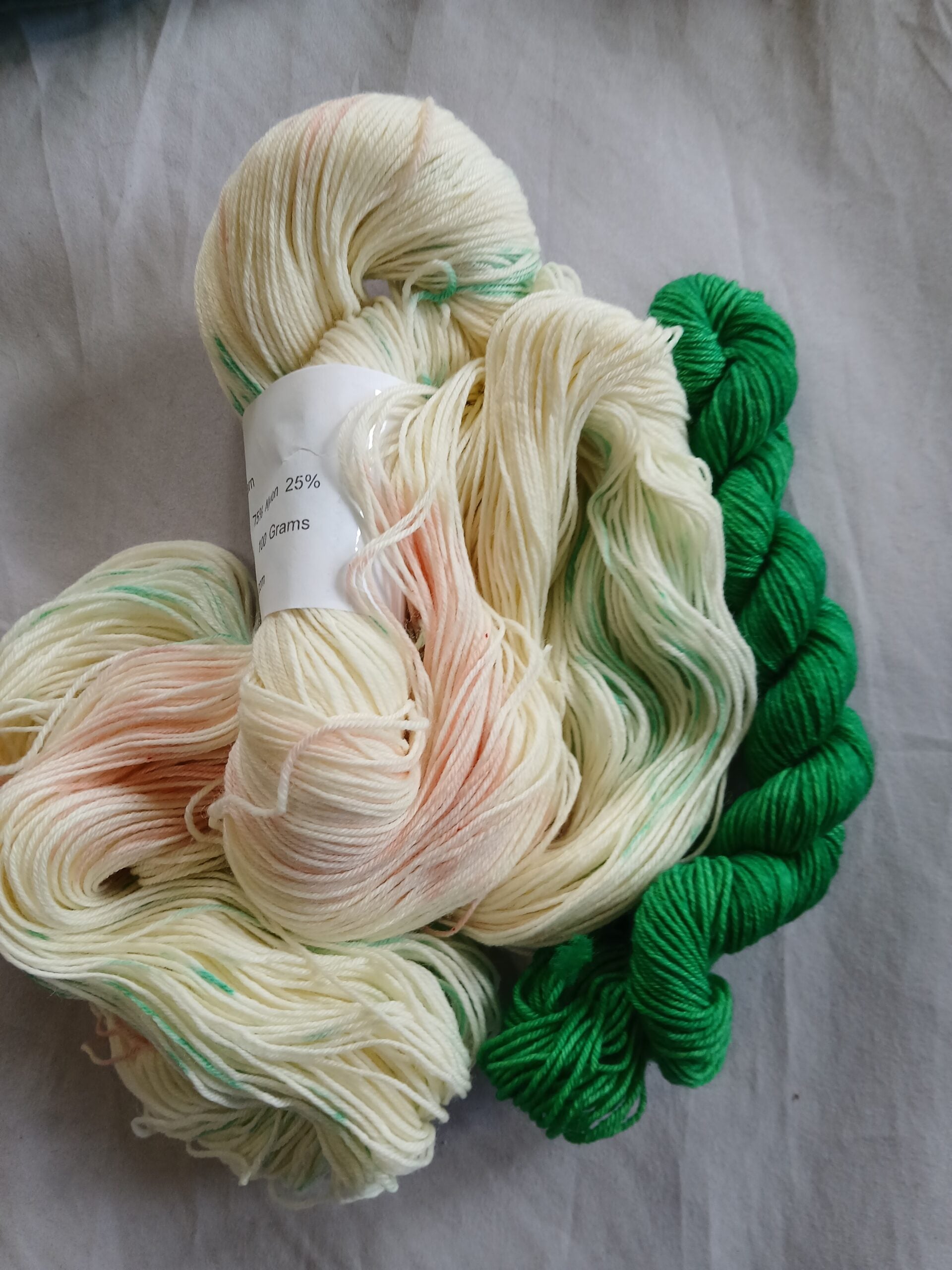 Sock Yarn Set, Hand Dyed, Speckled, Superwash Merino Nylon Fingering Weight 100g and two 20g mini image 1