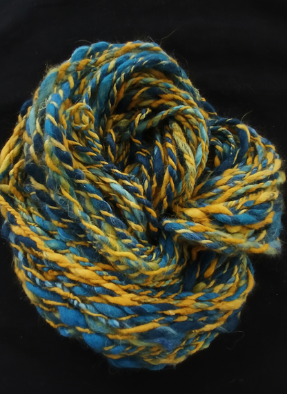 Handspun Hand-Dyed Angora Merino Art Yarn - Super Bulky Thick & Thin