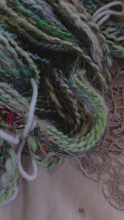 Handspun BFL Wool & Banana Silk Yarn - Forrest Hide Out, Hand Dyed DK Weight