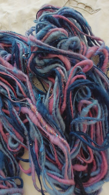 Handspun Corespun Merino Art Yarn - Thick N Thin, Bulky Weight Corespun - 60 Yards