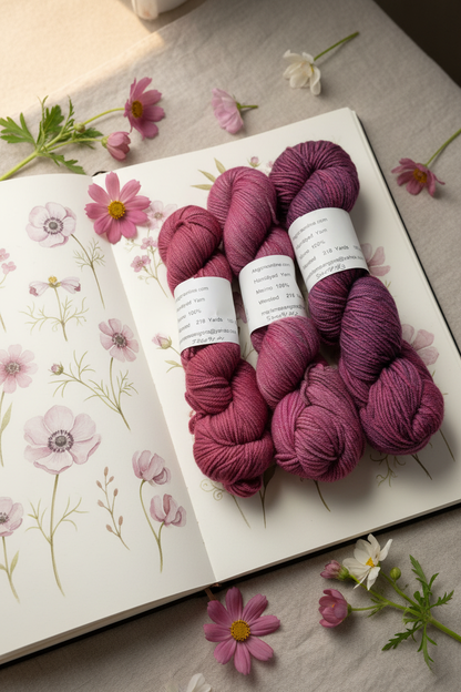 Tonal Pink & Burgundy Skeins on Wildflower Sketchbook