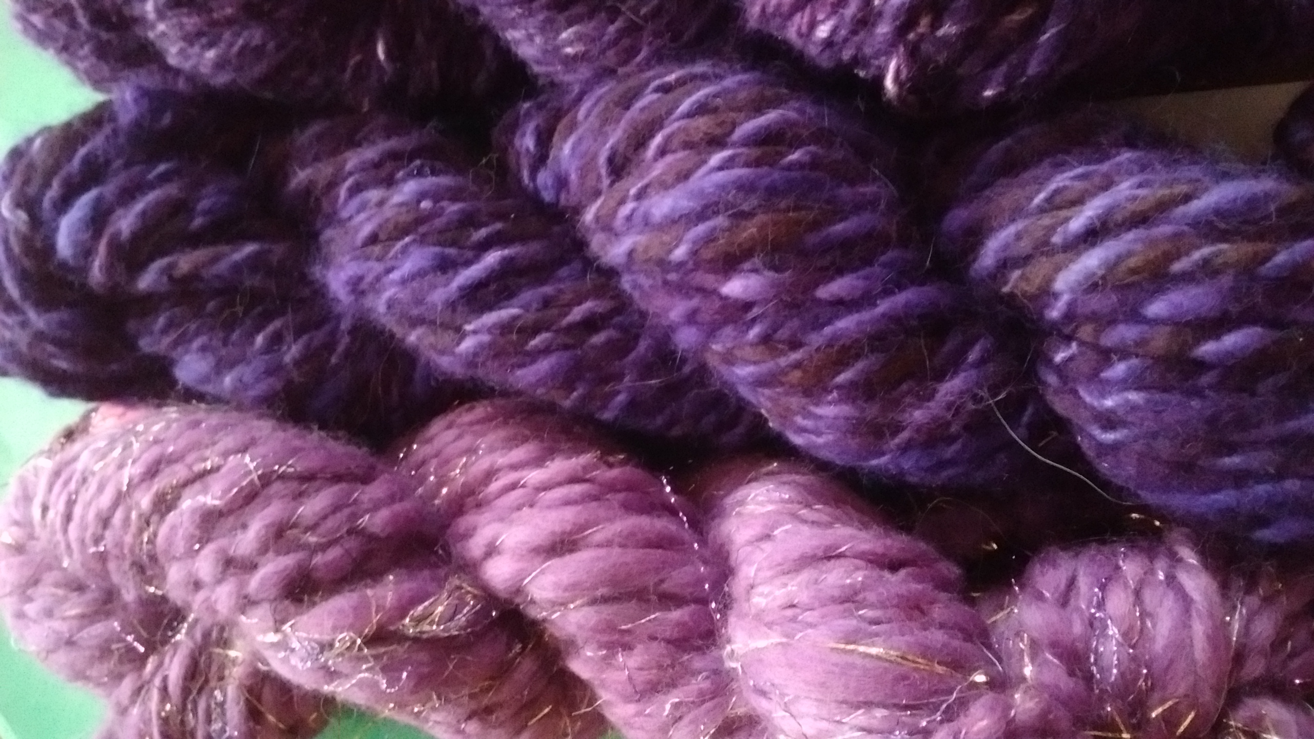 Handpun hand dyed angora/ merino yarn, bulky weight